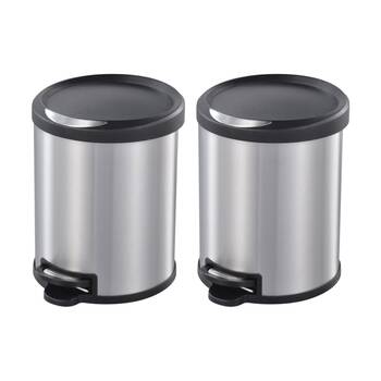 2PK Edco Brushed Stainless Steel Pedal Bin W/ Removable Inner 12L