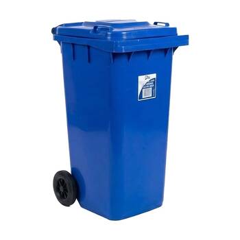 Edco Heavy-Duty Structure UV Stable Plastic Bin With Wheels Blue 120L