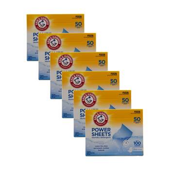 6x 50pc Arm & Hammer Laundry Detergent Power Sheets Up To 100 Loads Fresh Linen