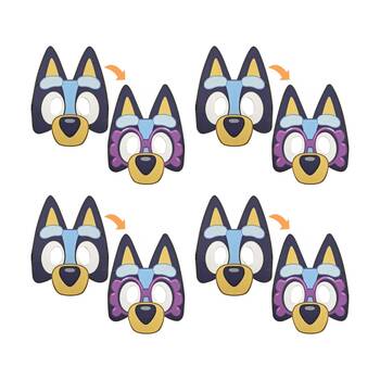 4x Rubies Bluey To Granny Janet Reversible Mask Costume Dress Up Party Accessory
