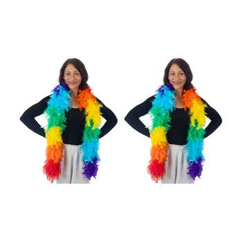 2PK Rubies Rainbow Feather Boa Costume Dress Up Party Colourful Accessory