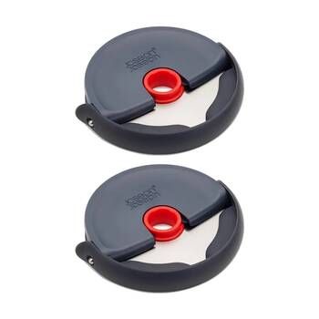 2PK Joseph Joseph Disc Easy-Clean Pizza Wheel Grey-Red Removable Blade