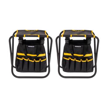 2PK Gardenmaster Foldable Seat W/ Storage & 7 Pockets 48x20x5cm Black/Yellow