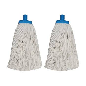 2PK Edco Contractor 100 Percent Cotton Mop Head Plastic Ferrule 26 Blue