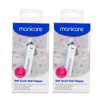 2PK Manicare Soft Touch Rotary Nail Clipper W/ Ergonomic Grip Stainless Steel