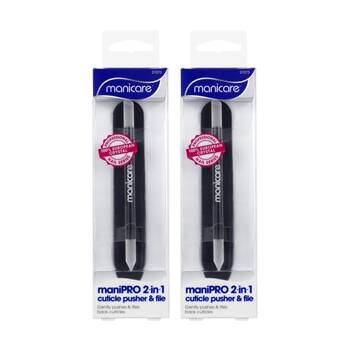 2PK Manicare ManiPRO 2 In 1 Cuticle Pusher And File Nail Care Tool Black