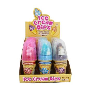 12PK Kidsmania Ice Cream Dips With Fruit Flavoured Candy 20g Assorted