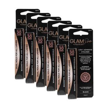 6PK Manicare 3-In-1 Glam Pro Dual Hold For All Lashes Adhesive Eyeliner 3.5ml