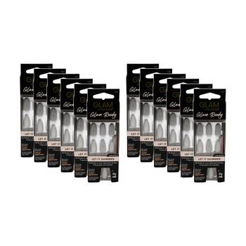 12PK Manicare Glam Ready Premium Pre Glued Nails Let It Shimmer High Shine