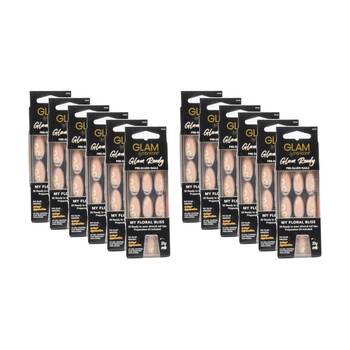 12x 30pc Manicare Pre Glued Glam Ready Press On Nails My Floral Bliss