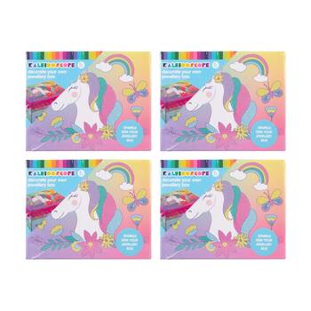 4PK Kaleidoscope Decorate Your Own Sparkle Gem Craft Jewellery Box 5y+