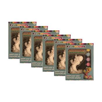 6PK Kaleidoscope Paint Your Own Mermaid Plaster Kids Craft Kit 3y+ Multicolour