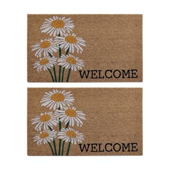 2PK Solemate Daisey Wel Coir Back Indoor/Outdoor Floor & Door Mat 45x75cm
