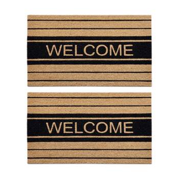 2PK Solemate Wel Stripe Coir Back Indoor/Outdoor Floor & Door Mat 45x75cm