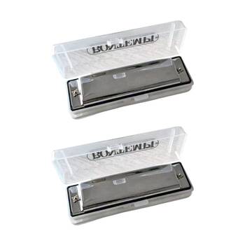 2PK Bontempi Metal Harmonica 10 Note With Plastic Case Compact Music Instrument