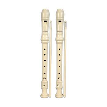 2PK Bontempi Recorder Ivory Baroque Fingering With Brush In Box Music Instrument