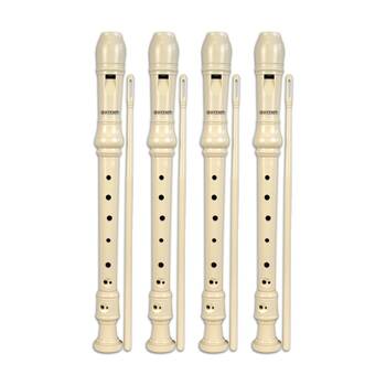4PK Bontempi Recorder Ivory Baroque Fingering With Brush In Box Music Instrument