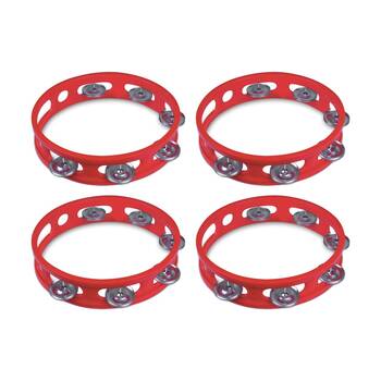4PK Bontempi Tambourine With Metal Cymbals Music Instrument Red 155x165x33mm