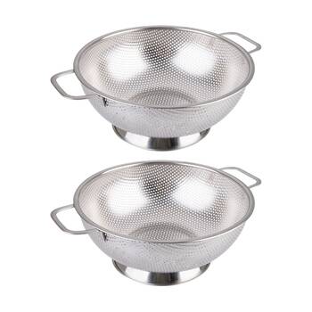 2PK Appetito Stainless Steel Kitchen Colander W/ Handles 25.5cm Diameter