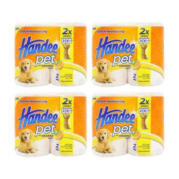 4PK Handee Paper Towel 2 Pack Odour Neutralising For Pets 120 Sheets Per Roll