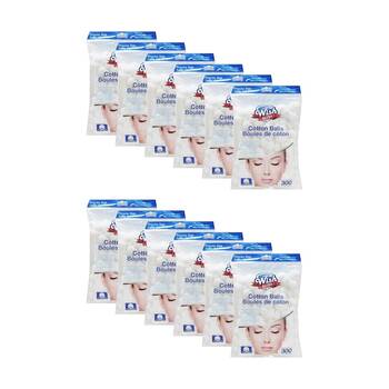12x 300pc Wish Ultra Pure Cotton Balls Hypoallergenic Regular Size