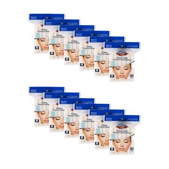 12x 80pc Wish Ultra Square Pure Cotton Pads Hypoallergenic Absorbent