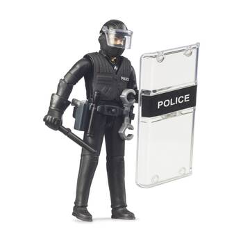 Bruder Bworld Police Special Forces Figure With Protective Shield & Helmet Toy