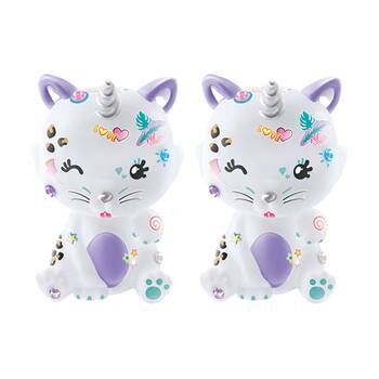 2PK Canal Toys Mini Figure Glow In The Dark Cat Unicorn DIY Kit 6y+ Multicolour