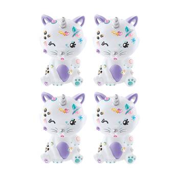 4PK Canal Toys Mini Figure Glow In The Dark Cat Unicorn DIY Kit 6y+ Multicolour