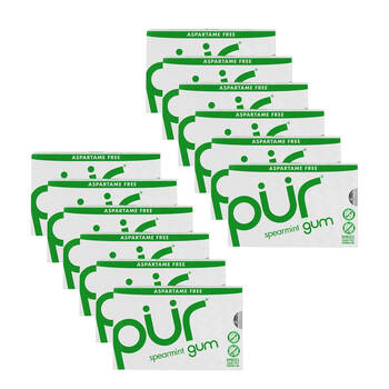 12x 9pc Pur Spearmint Flavour Aspartame & Sugar Free Chewing Gum 12.6g