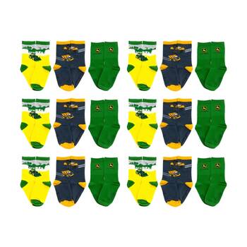 6x 3pc John Deere 2-4Y Shortie Truck Design Cotton Blend Socks For Toddlers