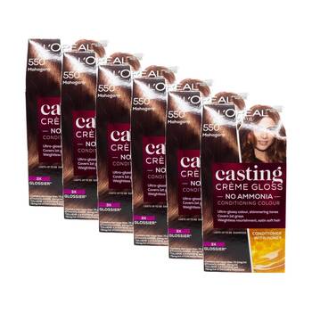 6PK Loreal Casting Creme Gloss Conditioner Hair Colour Honey Mahogany 550