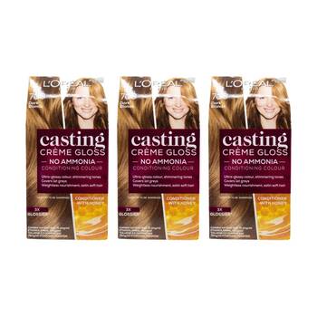 3PK Loreal Casting Creme Gloss Conditioner Hair Colour Honey Dark Blonde 700