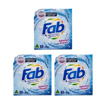 3PK FAB Hygienically Clean Intense Fresh Cleaning Laundry Powder 1.8kg