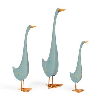 3pc Sea Blue Duck Tall Garden Patio Ornament Set