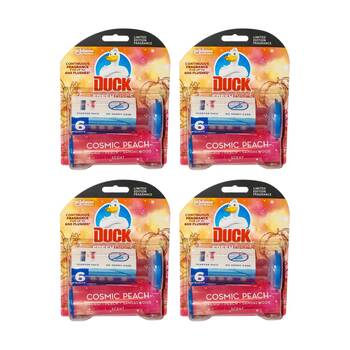 4x 6pc Duck Fresh Discs Toilet Cleaner Cosmic-Peach Starter Kit