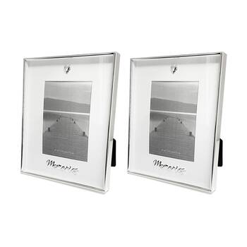 2PK Gibson Gifts Boxed Photo Frame Memories 4x6 Silver MDF Metal Glass