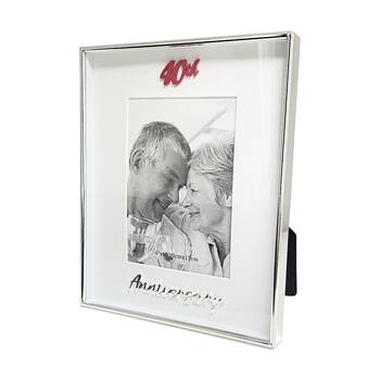 Gibson Gifts Boxed Photo Frame 40th Anniversary 4x6 White Silver MDF