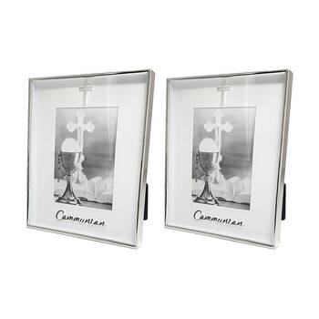 2PK Gibson Gifts Boxed Communion Picture Photo Frame 4x6 White Silver