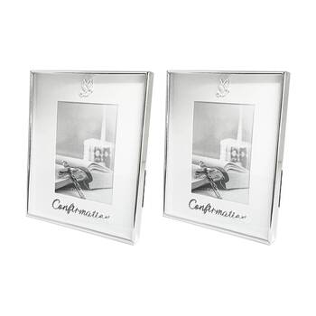 2PK Gibson Gifts Boxed Confirmation Picture Photo Frame 4x6 White Silver