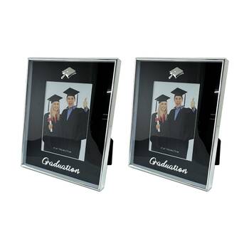 2PK Gibson Gifts Boxed Graduation Picture Photo Frame 4x6 Black Silver