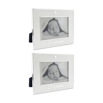 2PK Gibson Gifts Pure White Christening 6x4 Home Decor Photo Frames