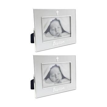 2PK Gibson Gifts Pure White Baptism 6x4 Home Decor Photo Frames Rectangular