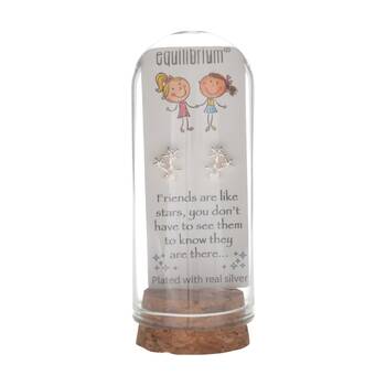 Gibson Gifts EQLB Earrings Friends Stud No Stone Jewellery Silver Plated