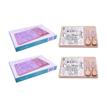 2PK Gibson Gifts Bamboo/Ceramic Board with 2 Knives Serveware/Kitchenware Cheese