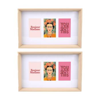 2PK Gibson Gifts Natural Ash 3 Photo Collage Home Decor Frames Rectangular