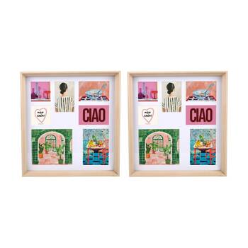 2PK Gibson Gifts Natural Ash 7 Photo Collage Home Decor Frames Rectangular