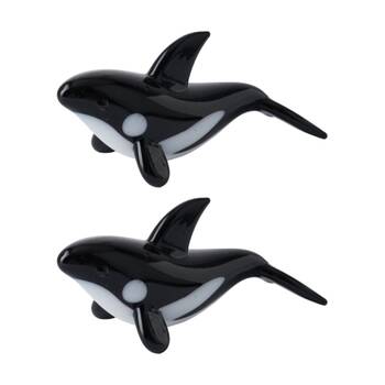 2PK Gibson Gifts Artisan Glass Orca Home Decoration Sculptures/Figurines