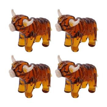 4PK Gibson Gifts Artisan Glass Highland Cow Home Decoration Sculptures/Figurines