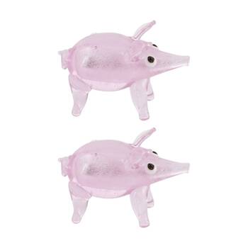 2PK Gibson Gifts Artisan Glass Pig Home Decoration Sculptures/Figurines